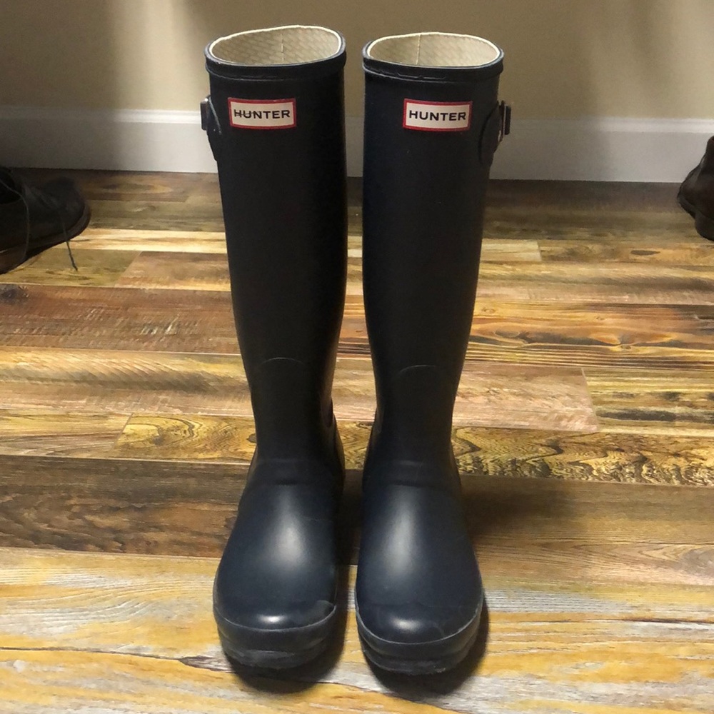 Authentic Hunter Matte Navy Tall Rain Boots